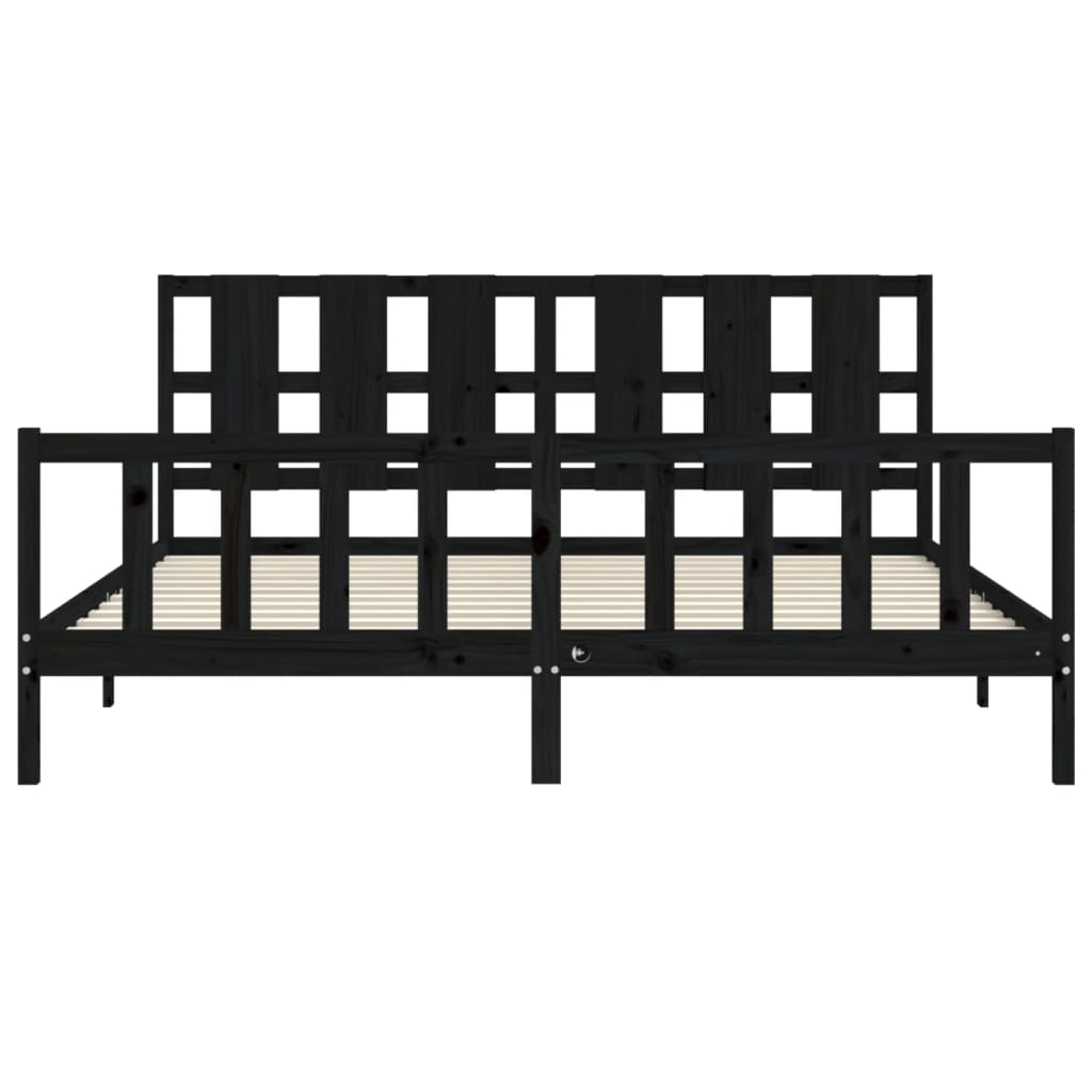 vidaXL Estructura de cama con cabecero madera maciza negro 200x200 cm