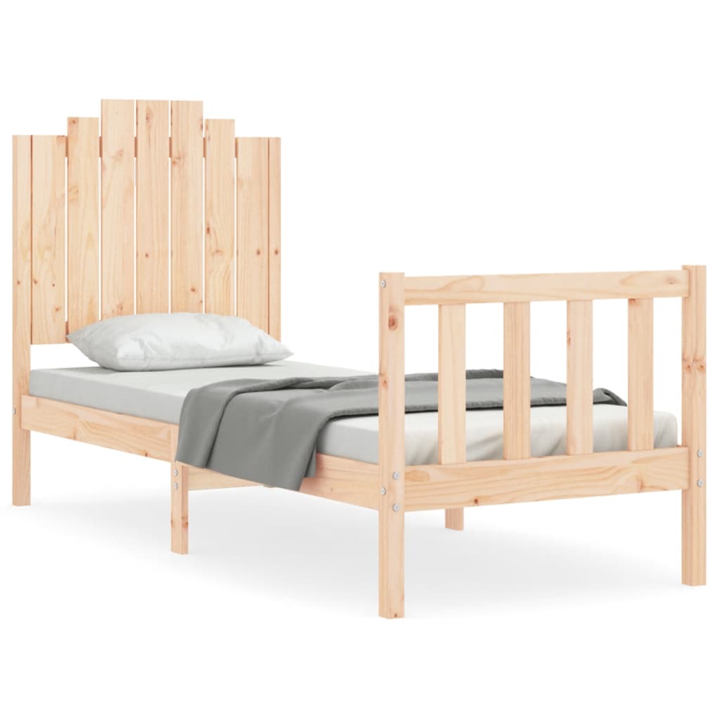 vidaXL Estructura de cama individual con cabecero madera maciza