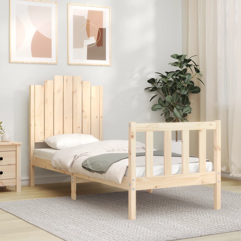 vidaXL Estructura de cama individual con cabecero madera maciza