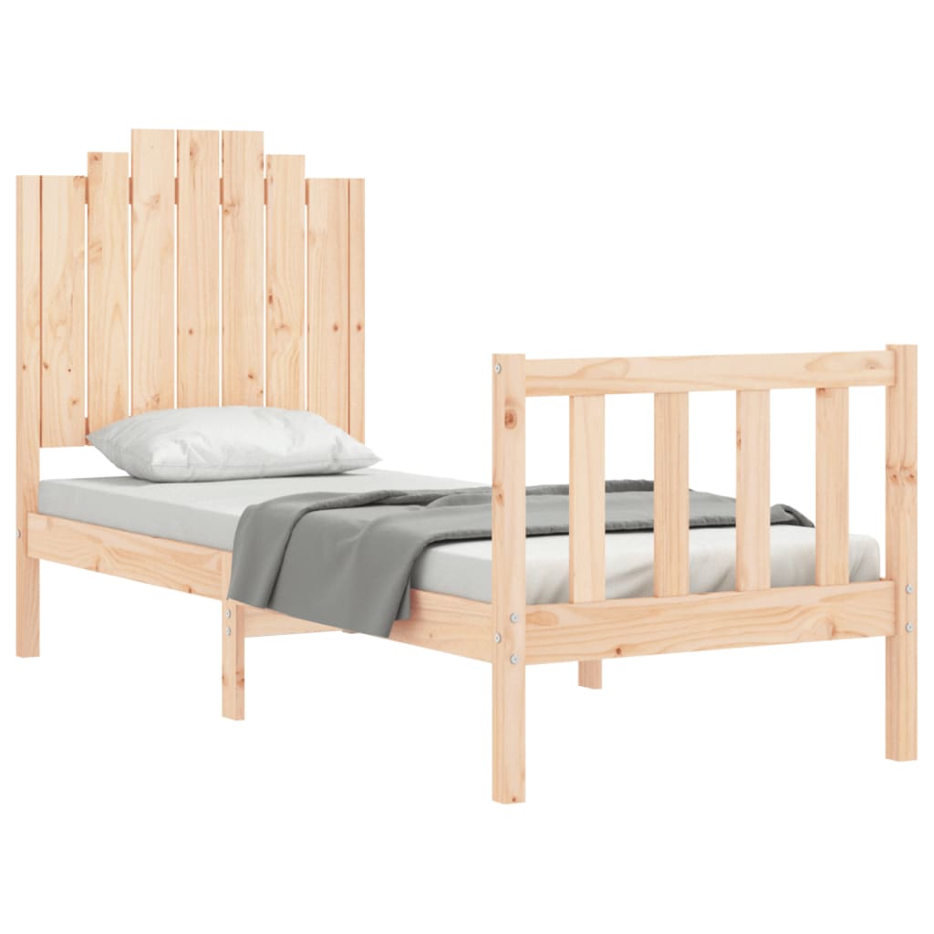 vidaXL Estructura de cama individual con cabecero madera maciza