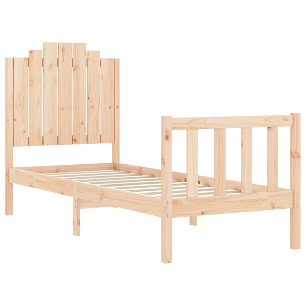 vidaXL Estructura de cama individual con cabecero madera maciza