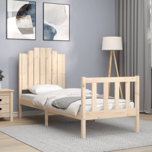 vidaXL Estructura de cama individual con cabecero madera maciza