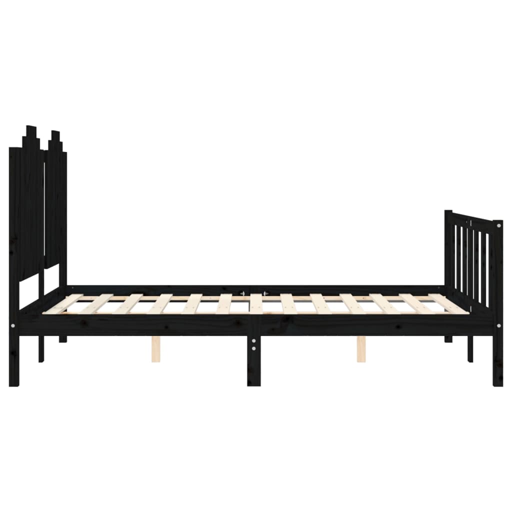 vidaXL Estructura de cama con cabecero madera maciza negro 140x190 cm