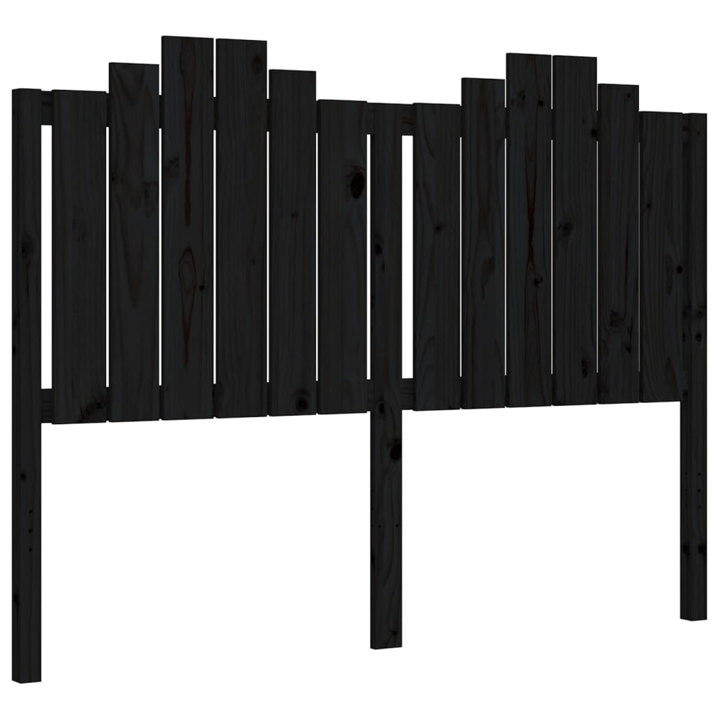 vidaXL Estructura de cama con cabecero madera maciza negro 140x190 cm