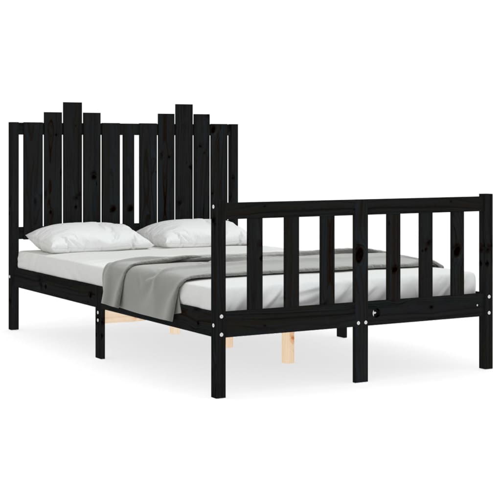 vidaXL Estructura de cama con cabecero madera maciza negro 120x200 cm