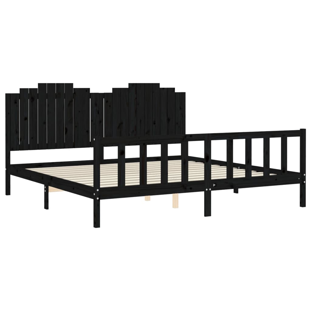 vidaXL Estructura de cama con cabecero madera maciza negro 200x200 cm