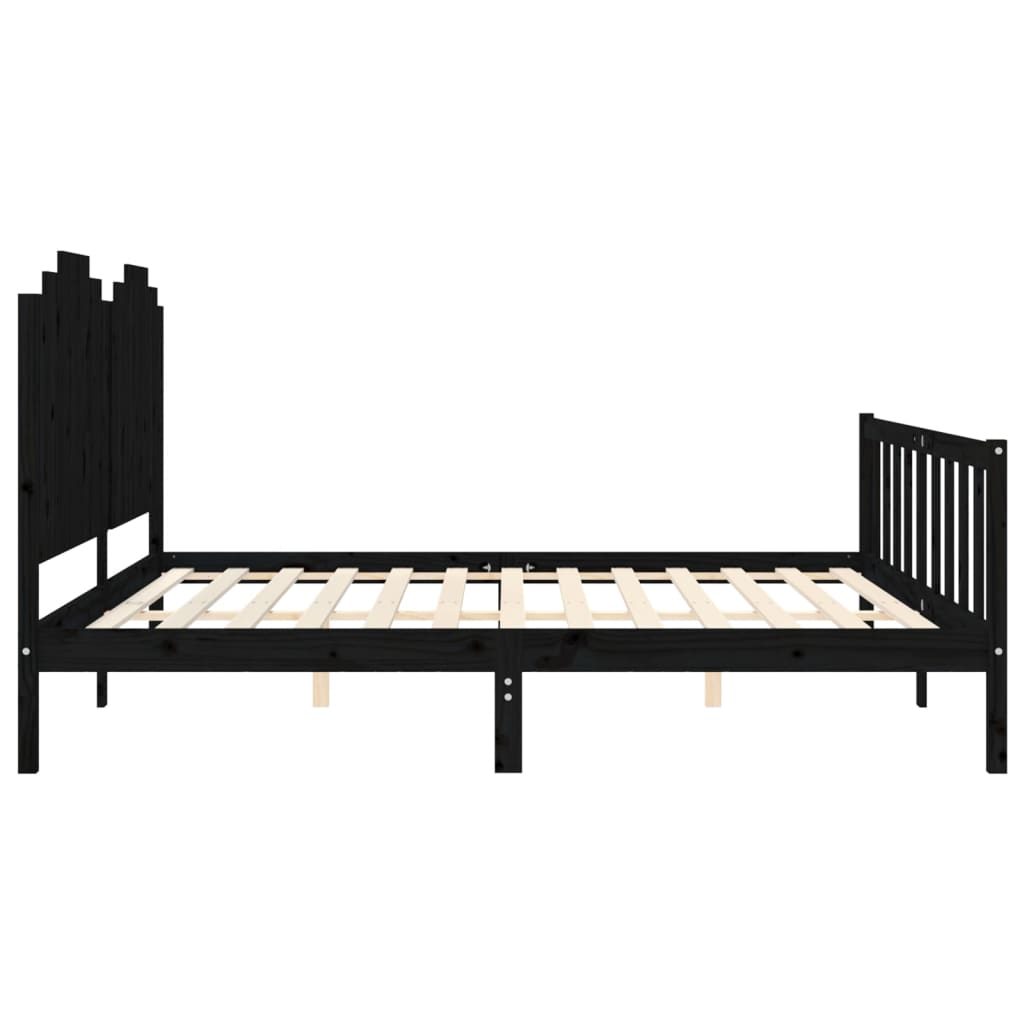 vidaXL Estructura de cama con cabecero madera maciza negro 200x200 cm