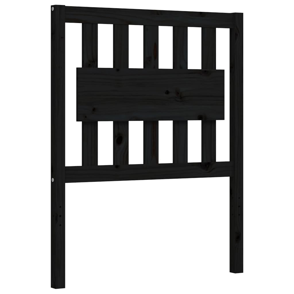 vidaXL Estructura de cama individual con cabecero madera maciza negro