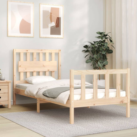 vidaXL Estructura de cama con cabecero madera maciza