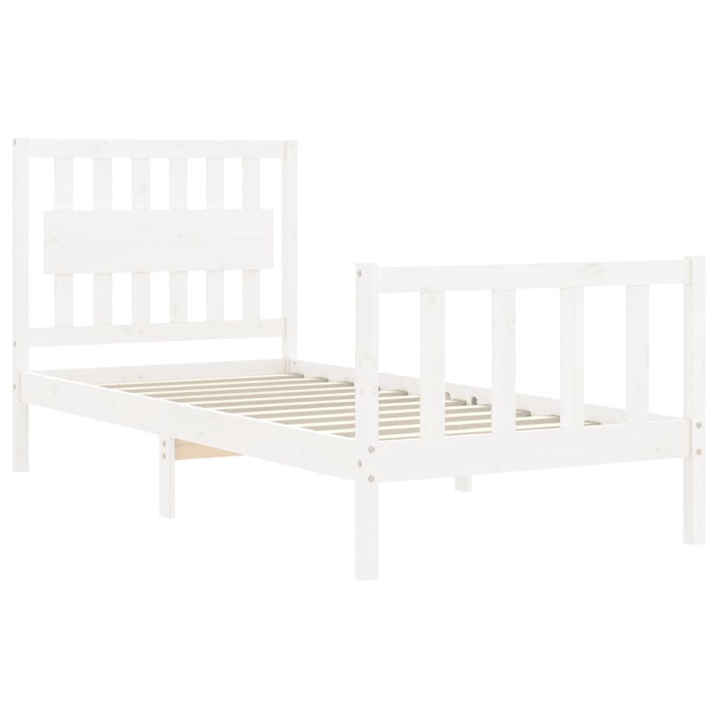 vidaXL Estructura de cama con cabecero madera maciza blanco