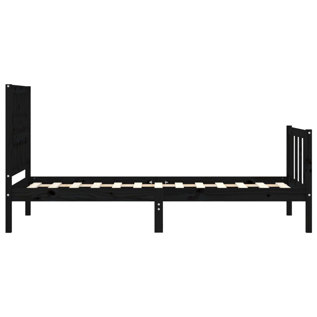 vidaXL Estructura de cama con cabecero madera maciza negro