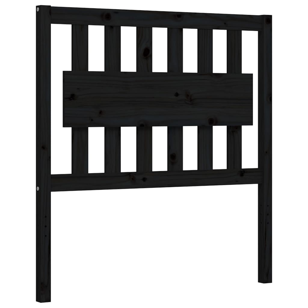 vidaXL Estructura de cama con cabecero madera maciza negro