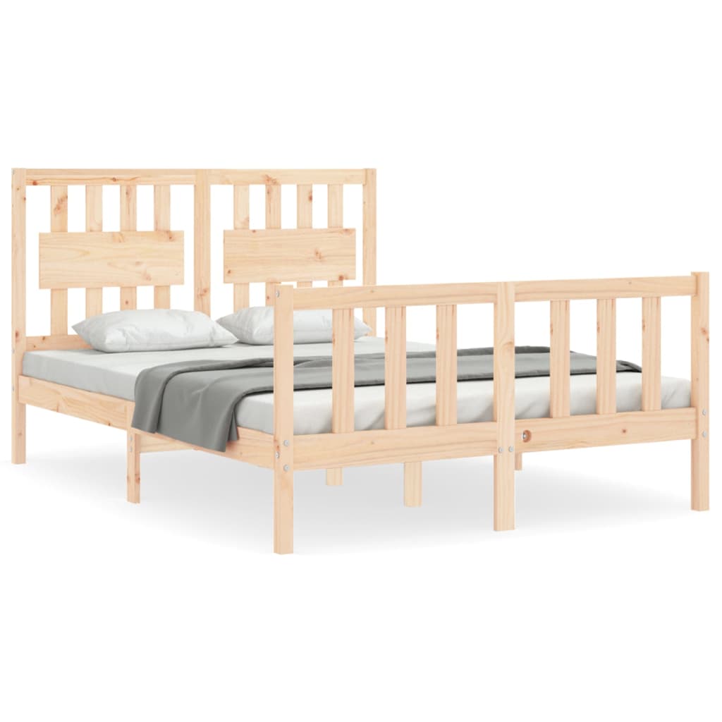 vidaXL Estructura de cama de matrimonio con cabecero madera maciza