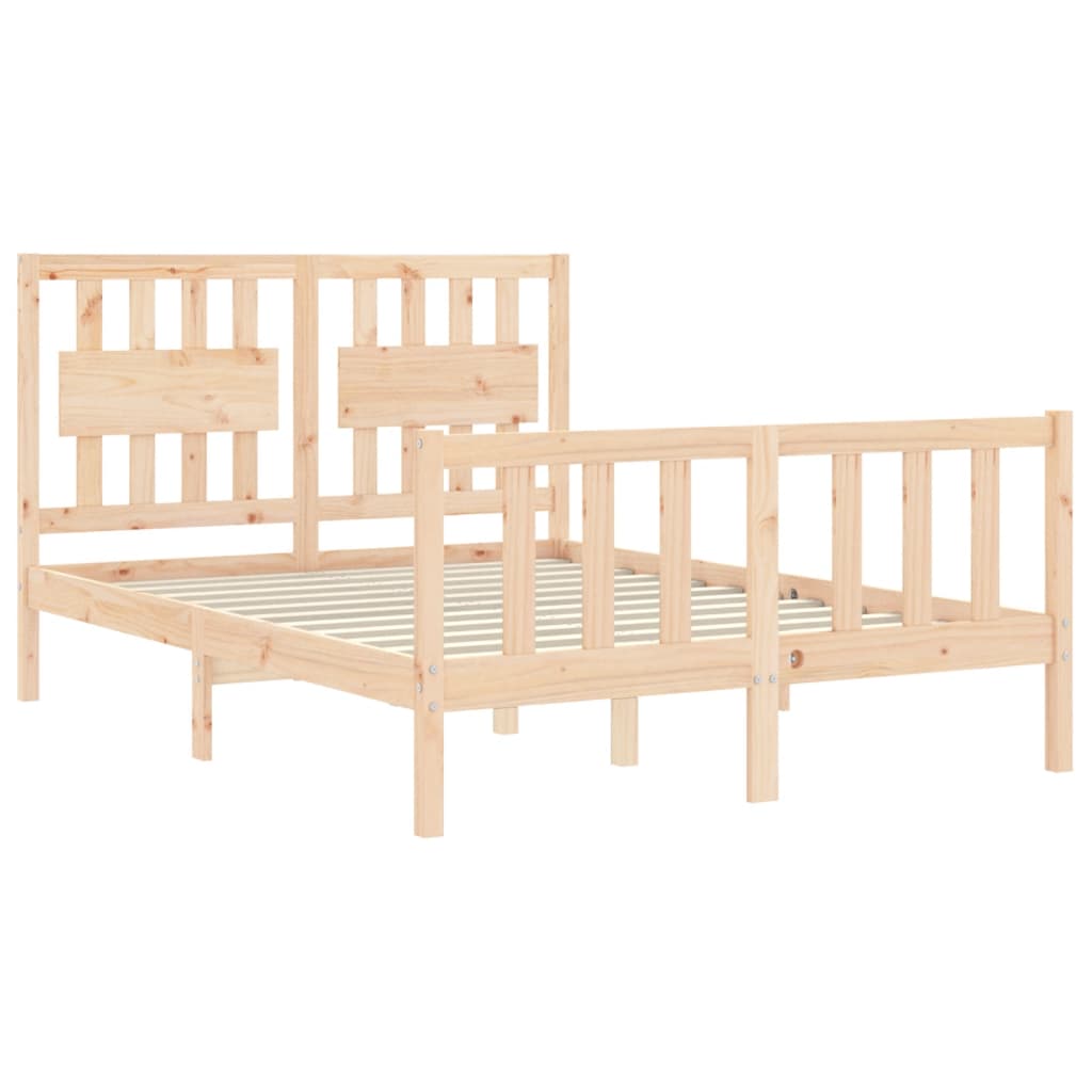 vidaXL Estructura de cama de matrimonio con cabecero madera maciza