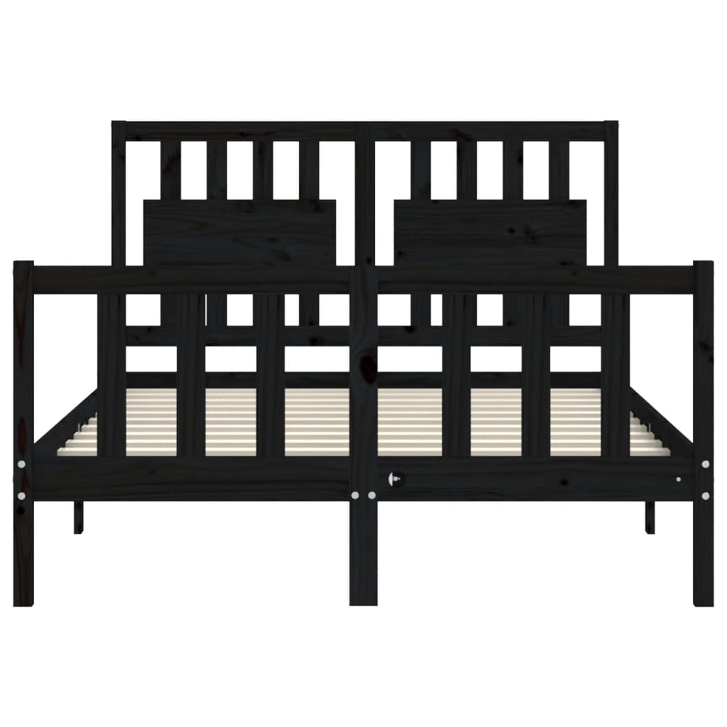 vidaXL Estructura de cama con cabecero madera maciza negro 140x190 cm