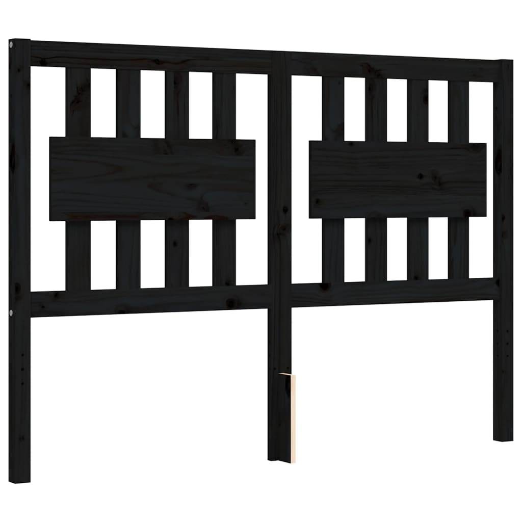 vidaXL Estructura de cama con cabecero madera maciza negro 140x190 cm