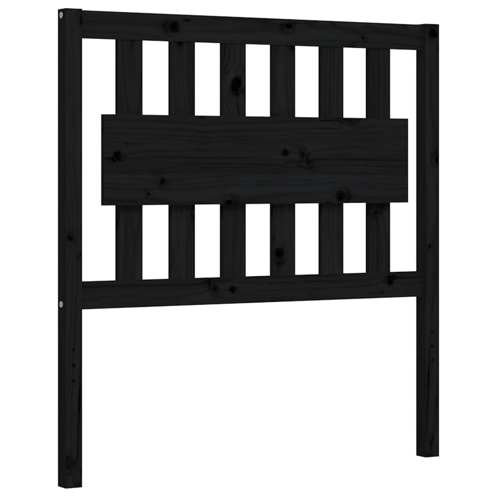 vidaXL Estructura de cama con cabecero madera maciza negro 90x200 cm