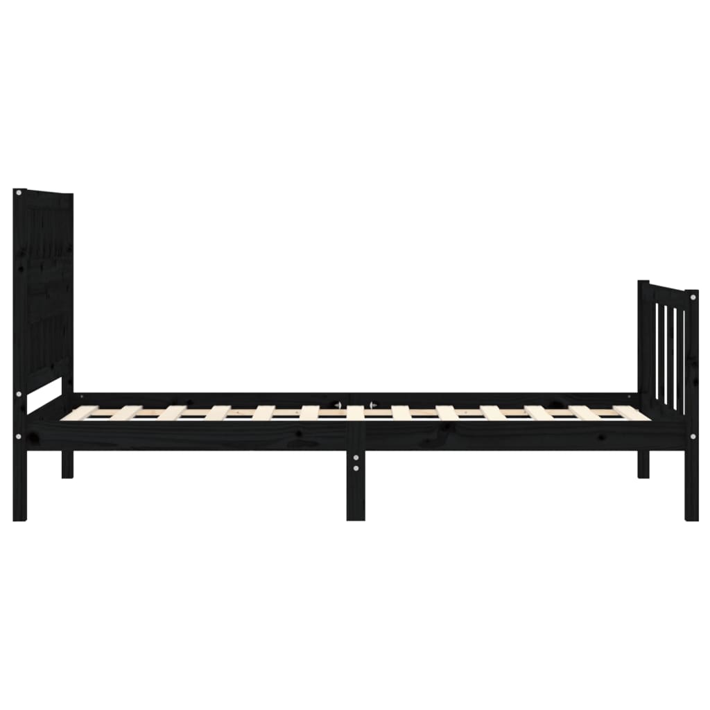 vidaXL Estructura de cama con cabecero madera maciza negro 100x200 cm