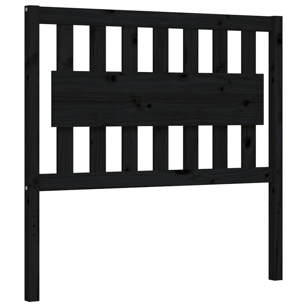 vidaXL Estructura de cama con cabecero madera maciza negro 100x200 cm