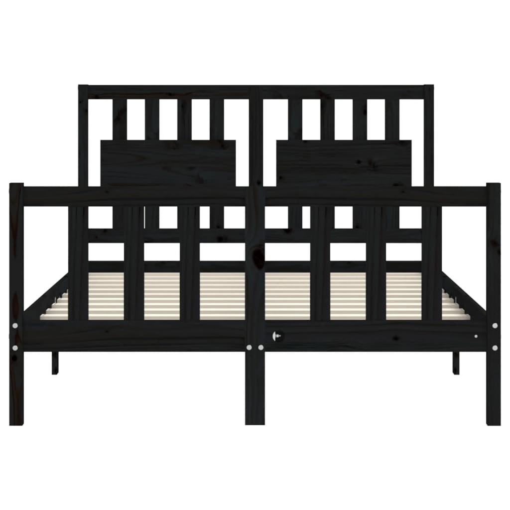 vidaXL Estructura de cama con cabecero madera maciza negro 120x200 cm