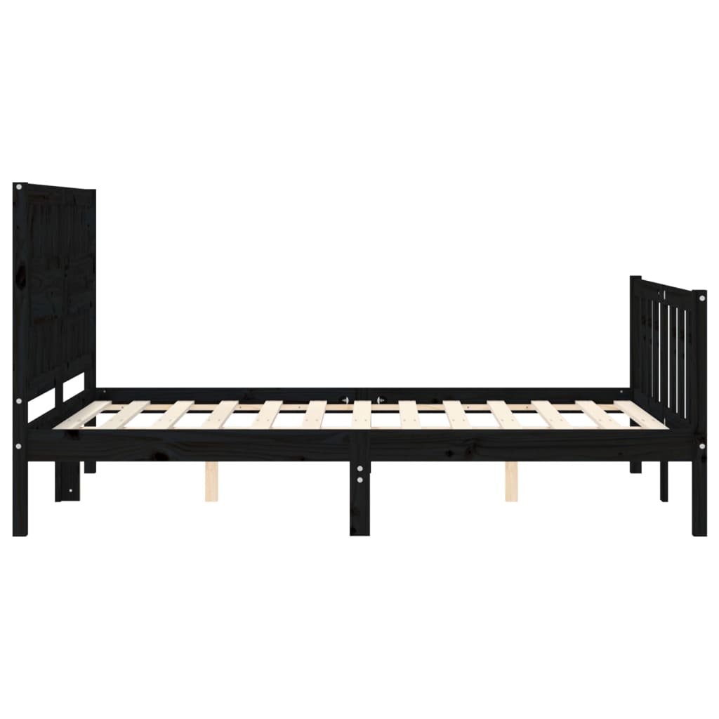 vidaXL Estructura de cama con cabecero madera maciza negro 120x200 cm