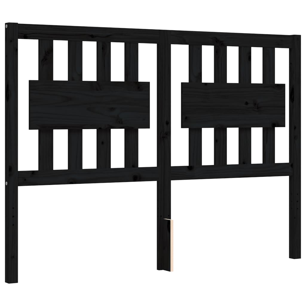 vidaXL Estructura de cama con cabecero madera maciza negro 120x200 cm