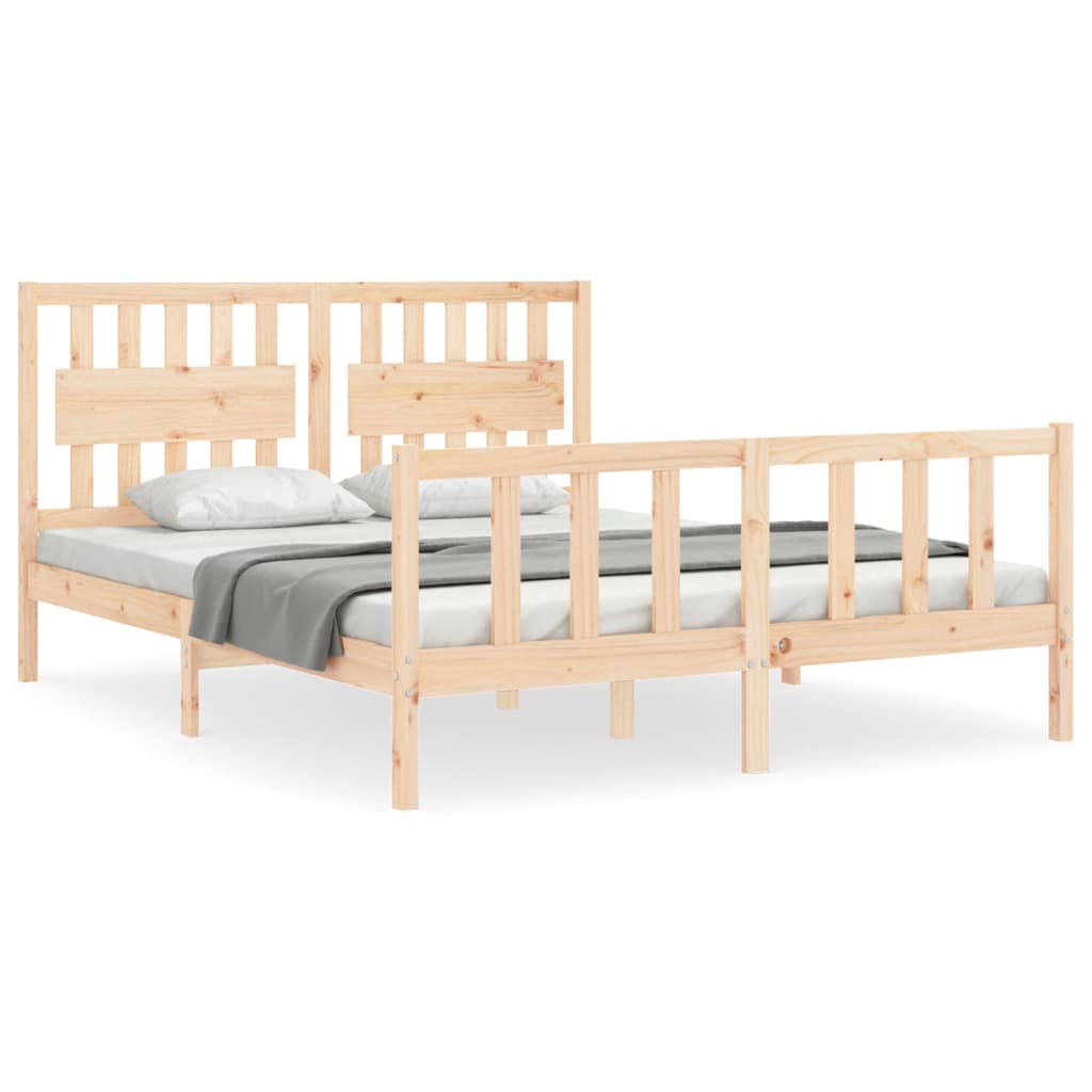 vidaXL Estructura de cama de matrimonio con cabecero madera maciza