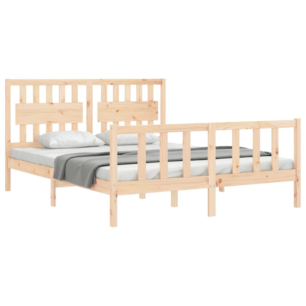 vidaXL Estructura de cama de matrimonio con cabecero madera maciza