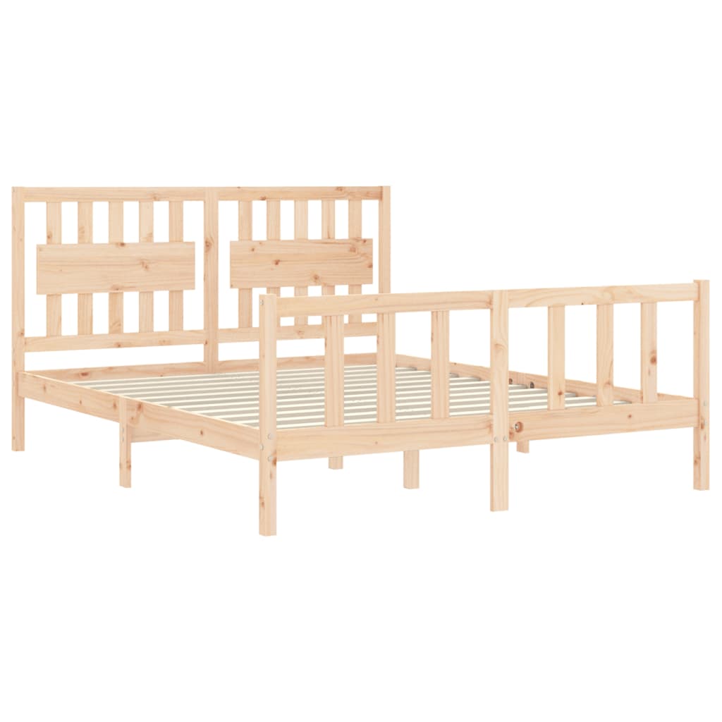 vidaXL Estructura de cama de matrimonio con cabecero madera maciza