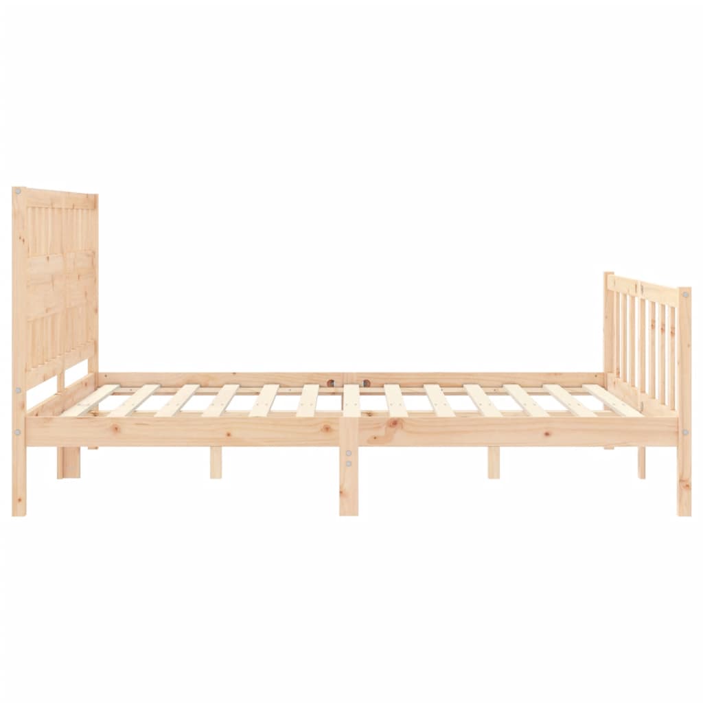 vidaXL Estructura de cama de matrimonio con cabecero madera maciza