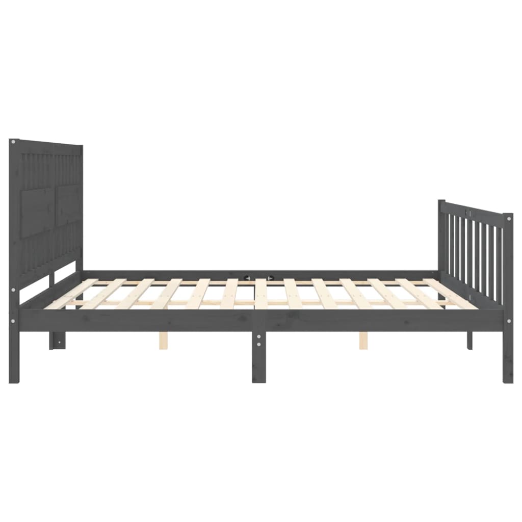 vidaXL Estructura de cama con cabecero madera maciza gris 200x200 cm