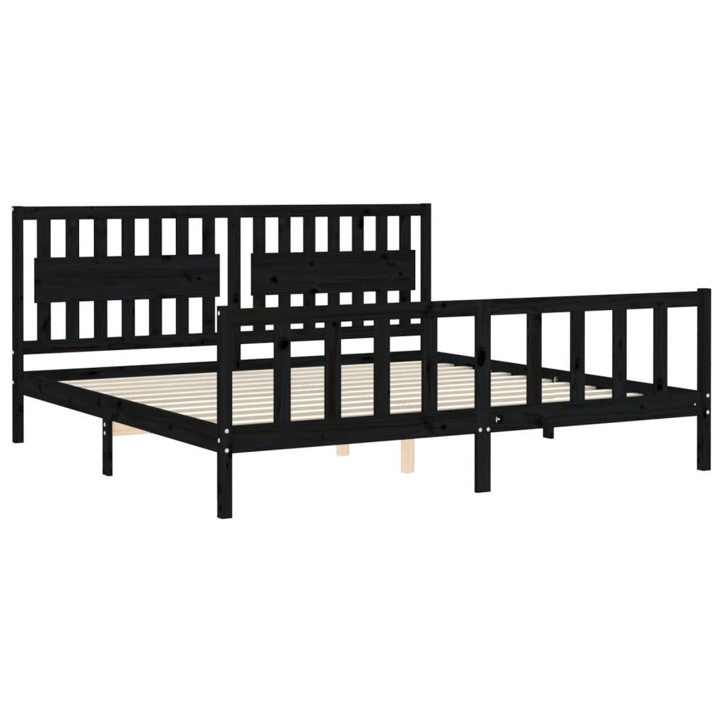 vidaXL Estructura de cama con cabecero madera maciza negro 200x200 cm