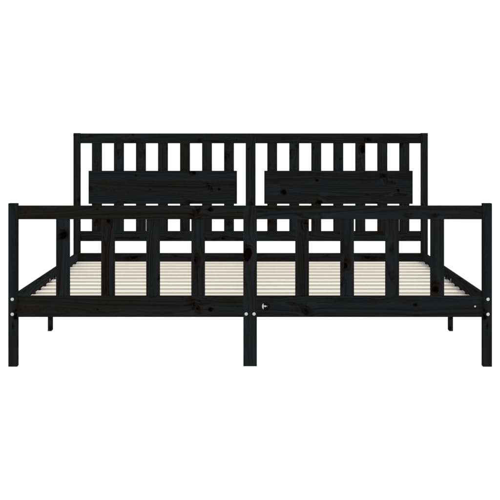 vidaXL Estructura de cama con cabecero madera maciza negro 200x200 cm