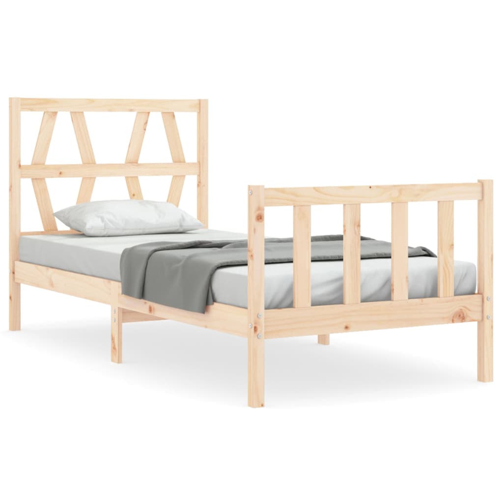 vidaXL Estructura de cama individual con cabecero madera maciza