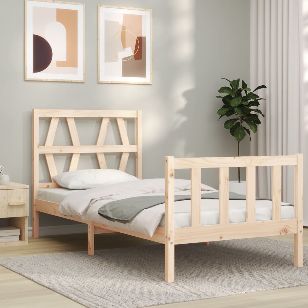 vidaXL Estructura de cama individual con cabecero madera maciza