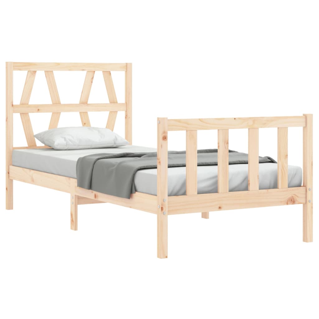 vidaXL Estructura de cama individual con cabecero madera maciza