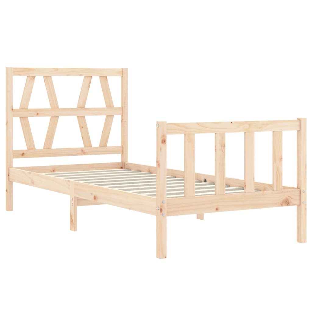 vidaXL Estructura de cama individual con cabecero madera maciza