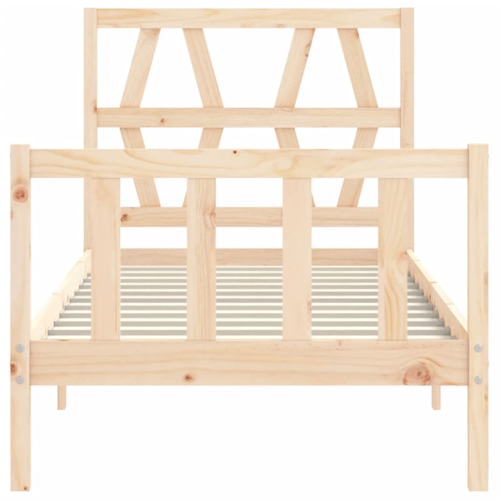 vidaXL Estructura de cama individual con cabecero madera maciza