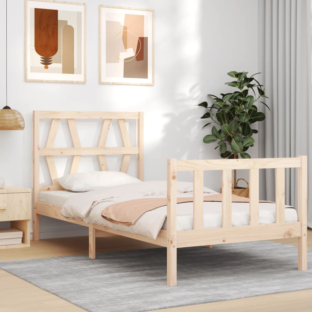 vidaXL Estructura de cama individual con cabecero madera maciza