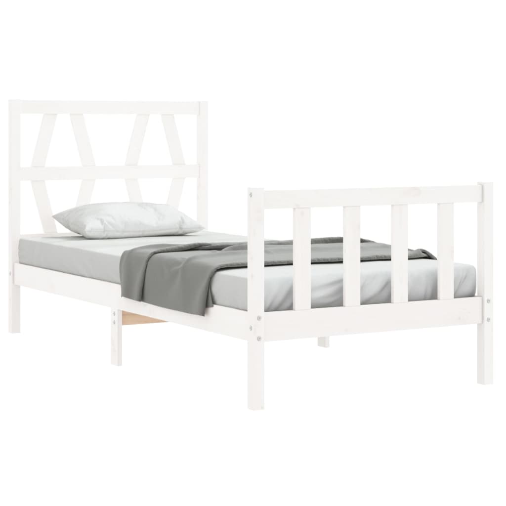 vidaXL Estructura de cama con cabecero madera maciza blanco