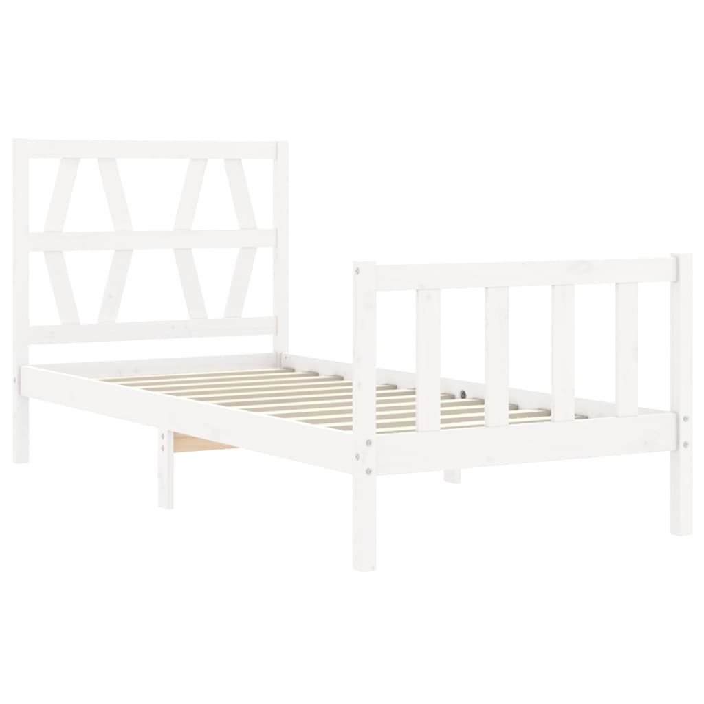 vidaXL Estructura de cama con cabecero madera maciza blanco