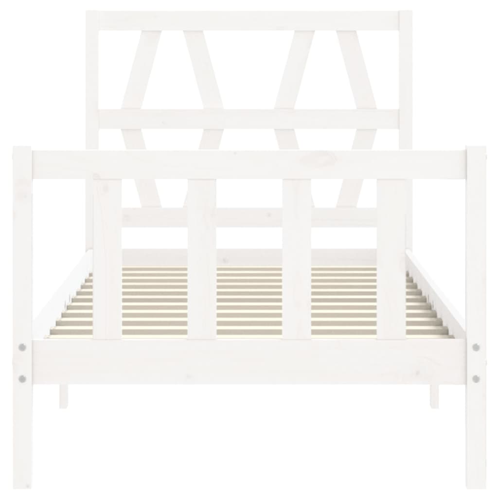 vidaXL Estructura de cama con cabecero madera maciza blanco