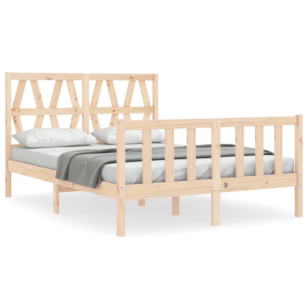 vidaXL Estructura de cama de matrimonio con cabecero madera maciza