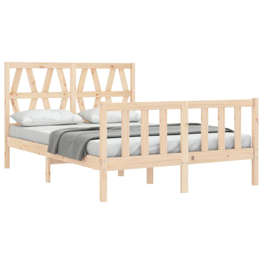 vidaXL Estructura de cama de matrimonio con cabecero madera maciza