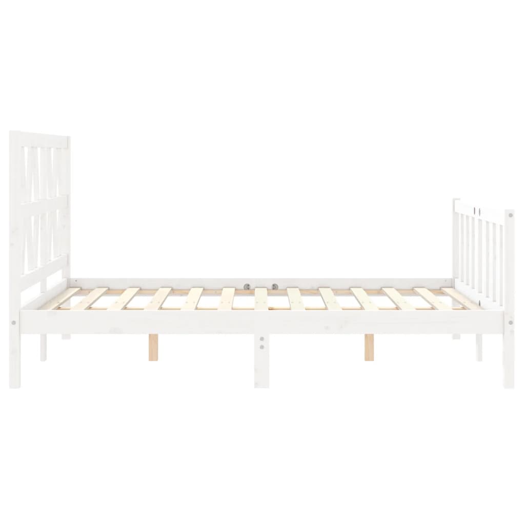 vidaXL Estructura cama de matrimonio con cabecero madera maciza blanco