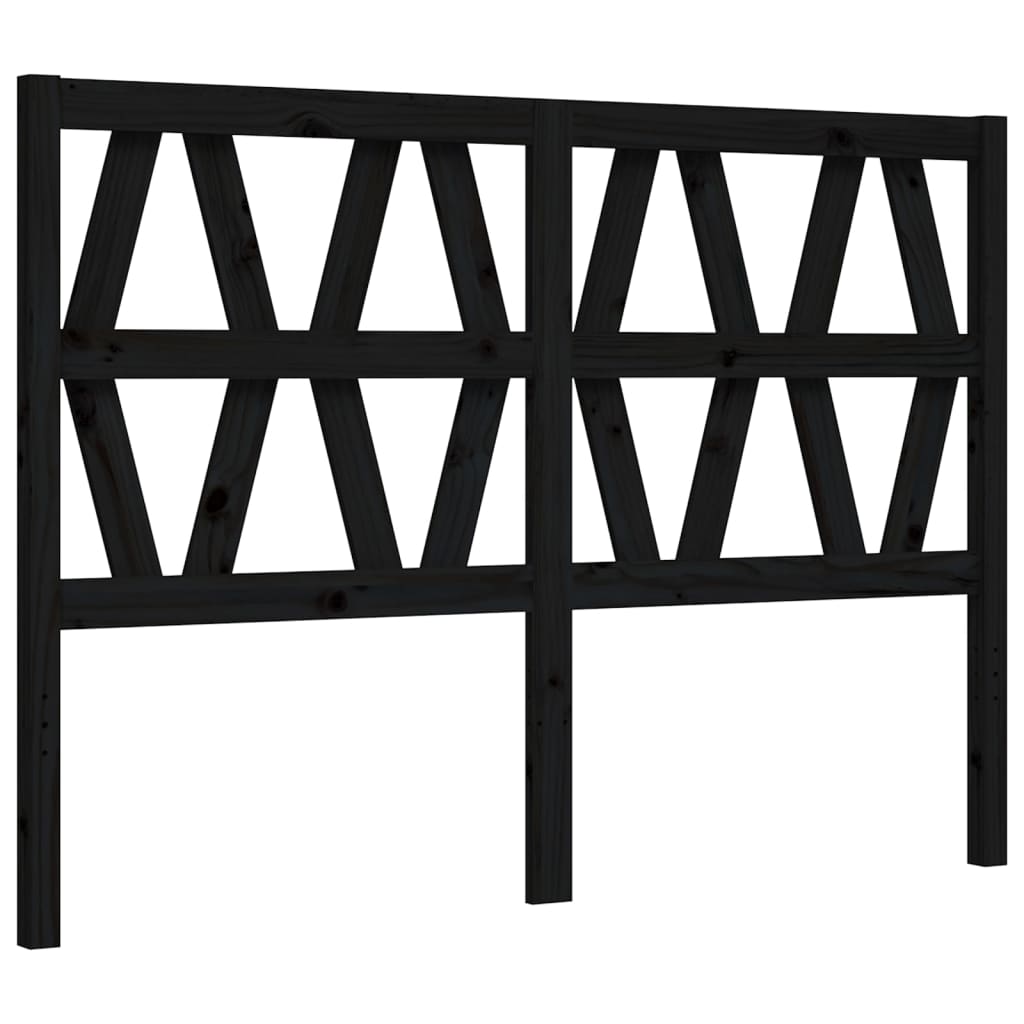 vidaXL Estructura de cama con cabecero madera maciza negro 140x190 cm