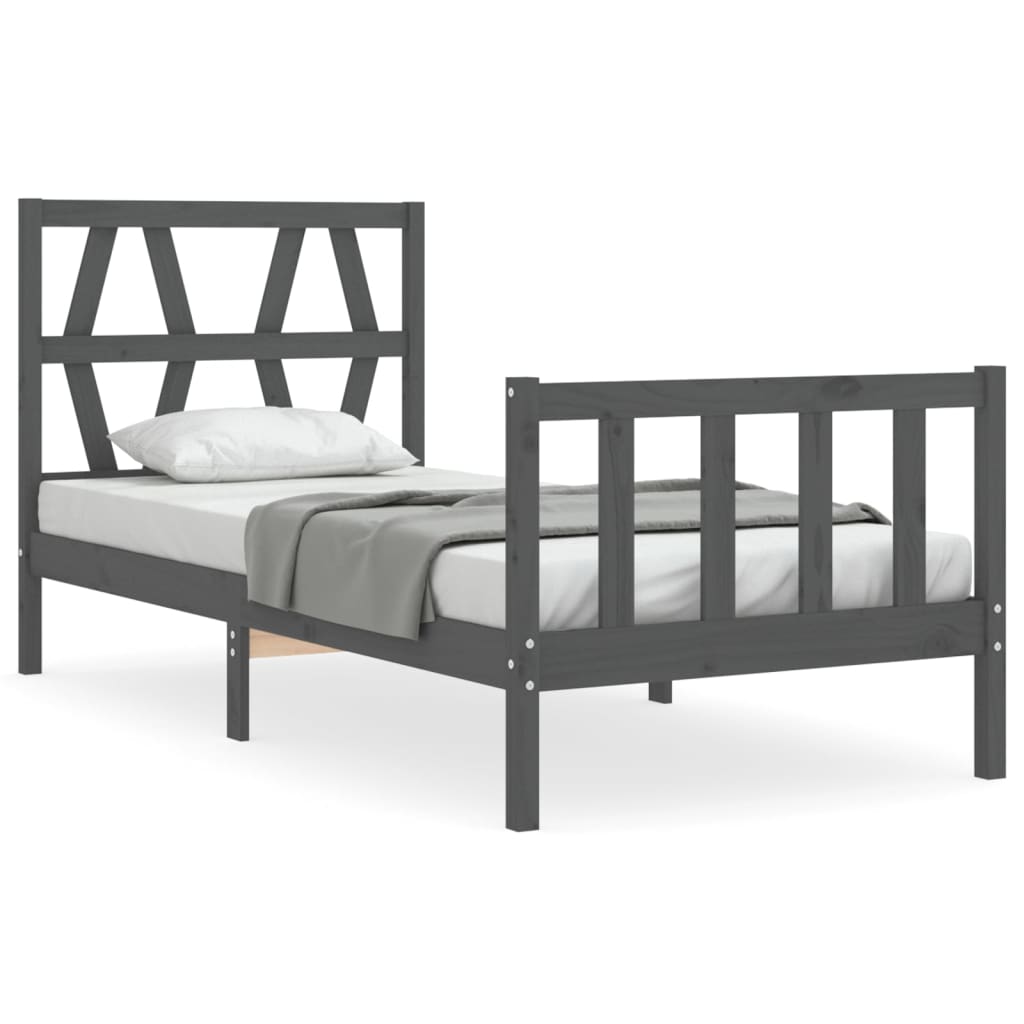 vidaXL Estructura de cama con cabecero madera maciza negro 90x200 cm