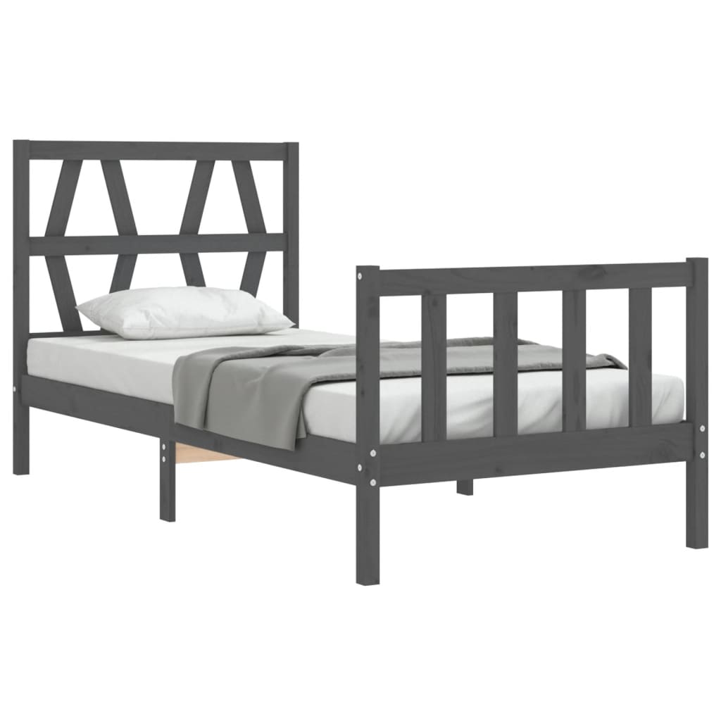 vidaXL Estructura de cama con cabecero madera maciza negro 90x200 cm