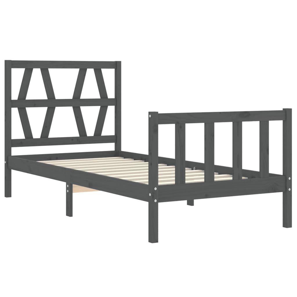 vidaXL Estructura de cama con cabecero madera maciza negro 90x200 cm