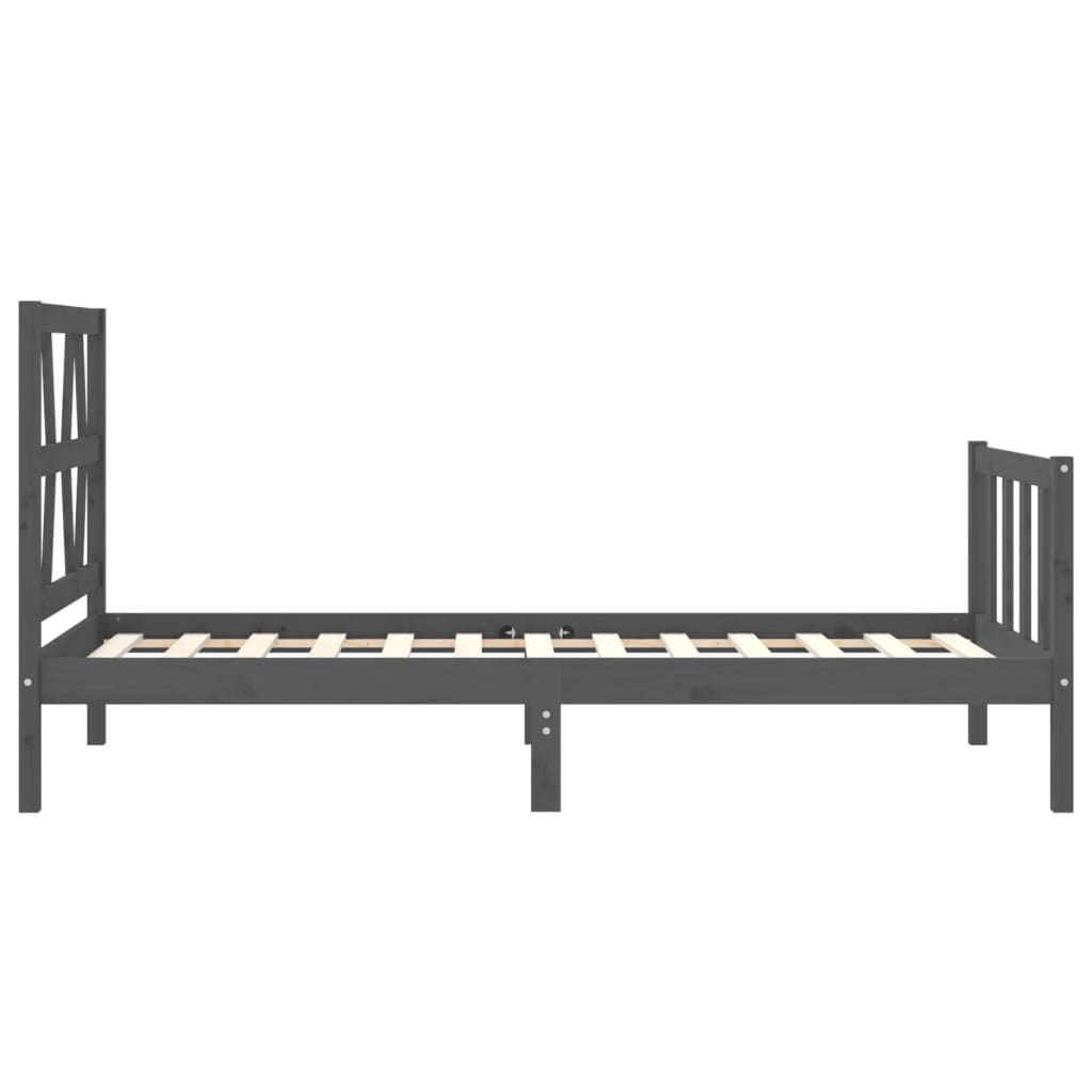 vidaXL Estructura de cama con cabecero madera maciza negro 90x200 cm